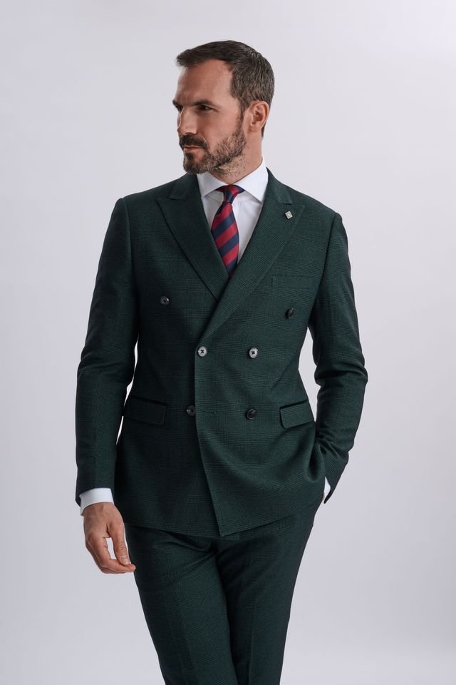 Regent Olive Double-Breasted Two Piece Suit