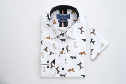White Shirt with Dog Print