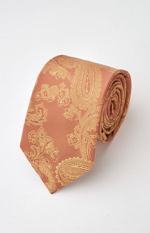 Gold Paisley Tie Set with Tie Bar & Cufflinks
