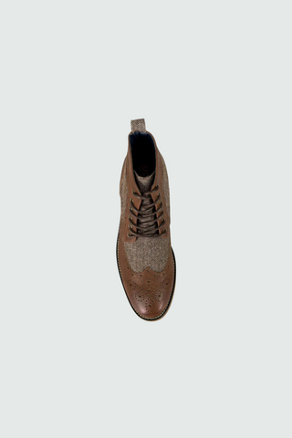 Cavani Sherlock brown tweed and leather boots