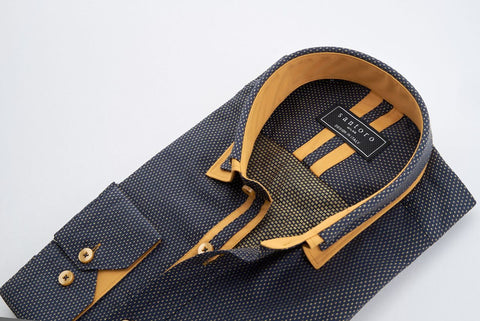 Navy & Mustard Contrast Collar Shirt