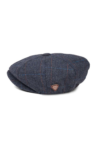 Paolo Navy Check Flat Cap