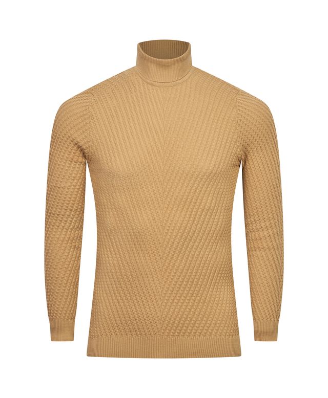 Camel Textured Turtleneck