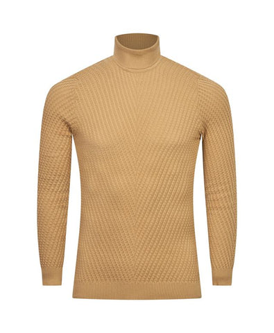 Camel Textured Turtleneck