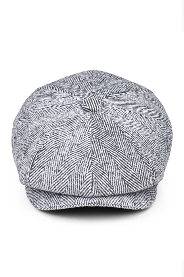 Paolo Grey Herringbone Flat Cap