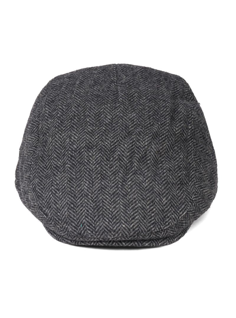 Franco Dark Grey Herringbone Flat Cap
