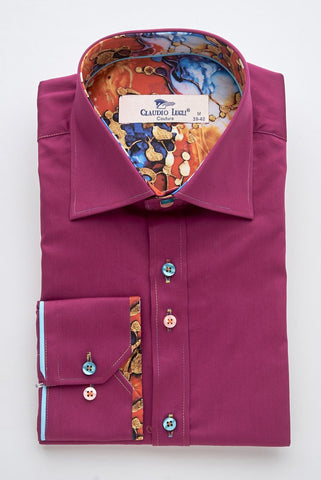 Magenta Shirt with Abstract Contrast