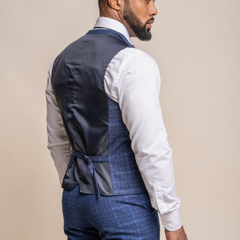 Kaiser blue checked waistcoat