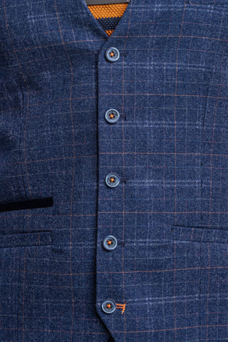Kaiser blue checked waistcoat