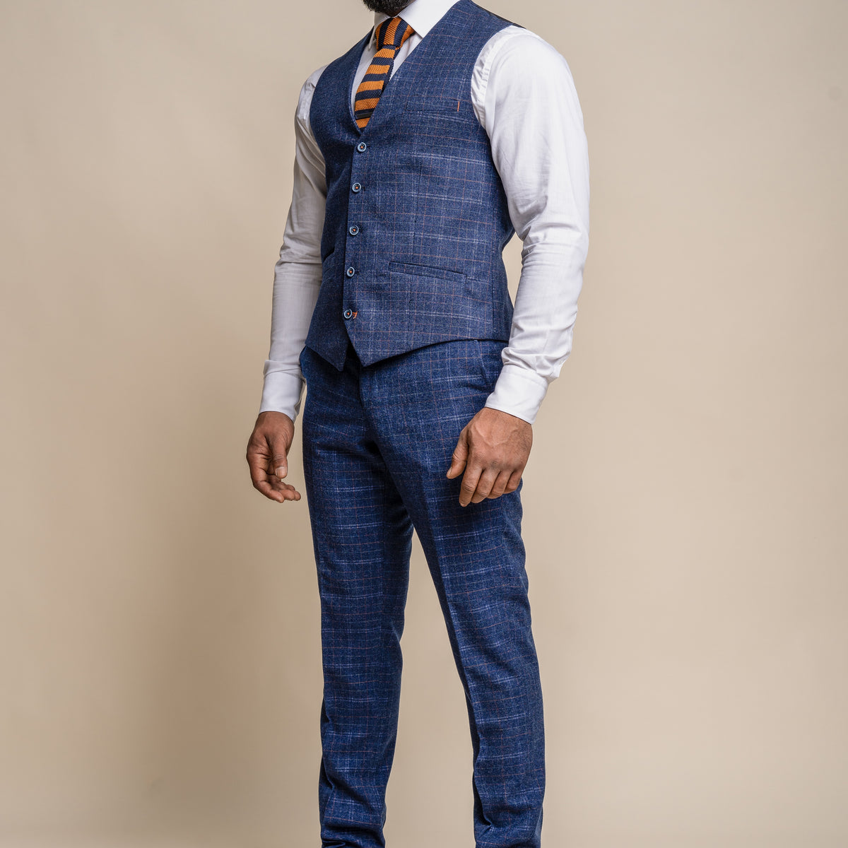Kaiser blue checked waistcoat