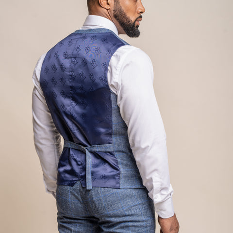 Phantom blue checked waistcoat