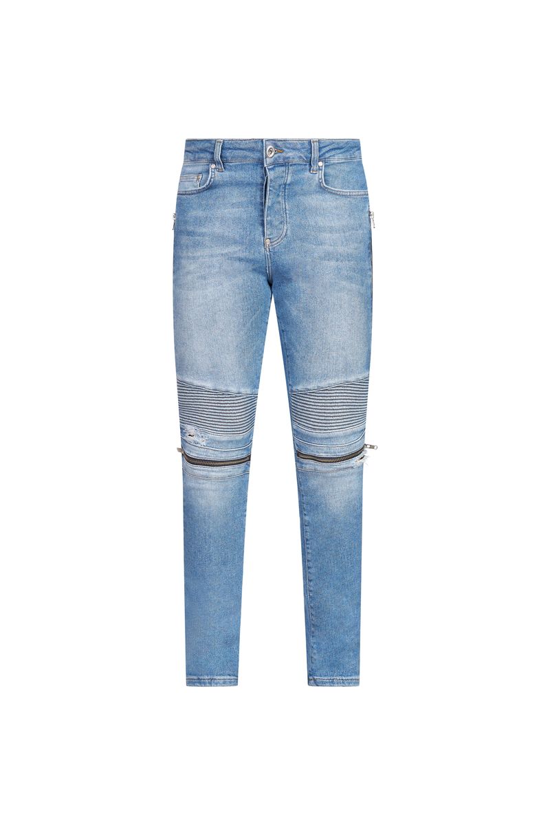 Ovy Bleu Zip Moto Stretch Denim