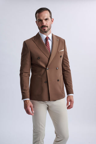 Leandro Fixed Double-Breasted Suit with Stone Trousers