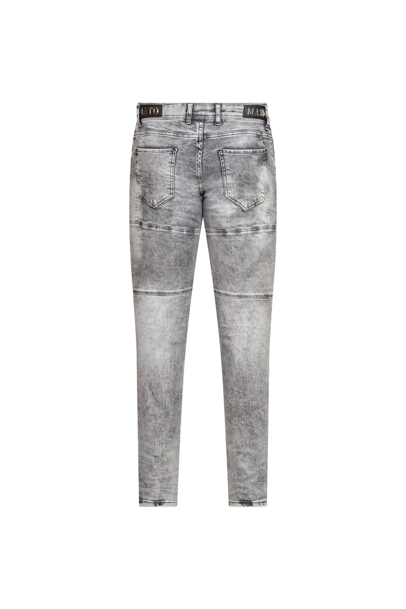Mario Morato Grey Washed Distressed Skinny Jeans