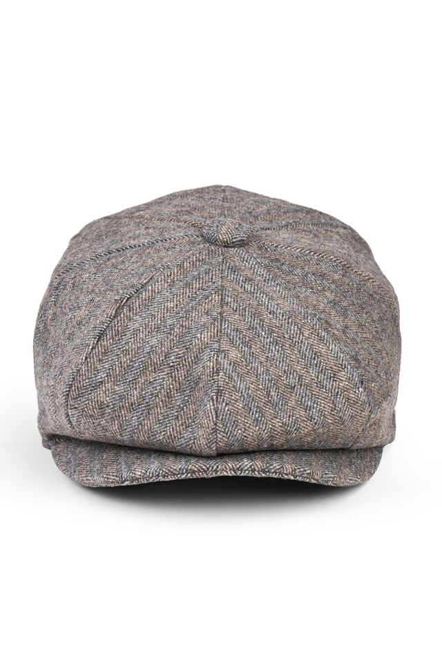 Paolo Brown Herringbone Flat Cap