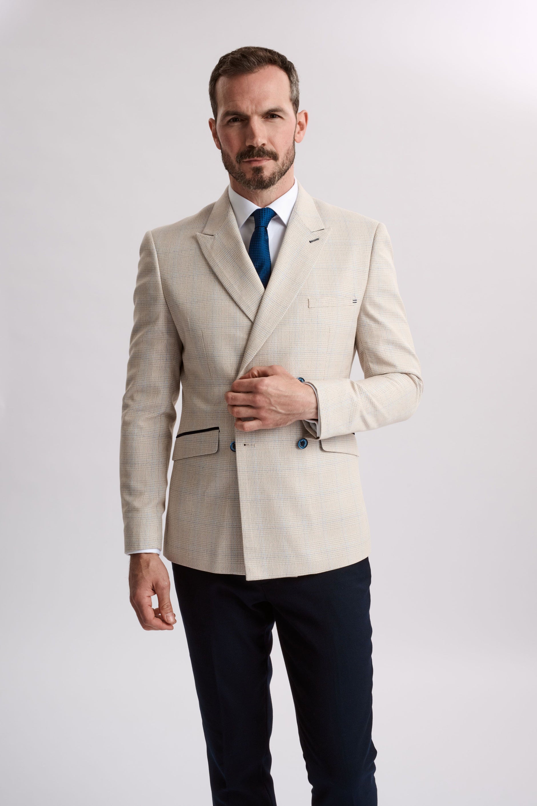 Caridi Beige Double Breasted Blazer – Santoro Milan