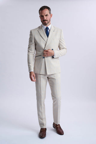 Caridi Beige Double Breasted Two Piece Suit