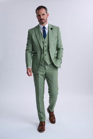 Caridi Sage With Caridi Olive Waistcoat Three Piece Suit