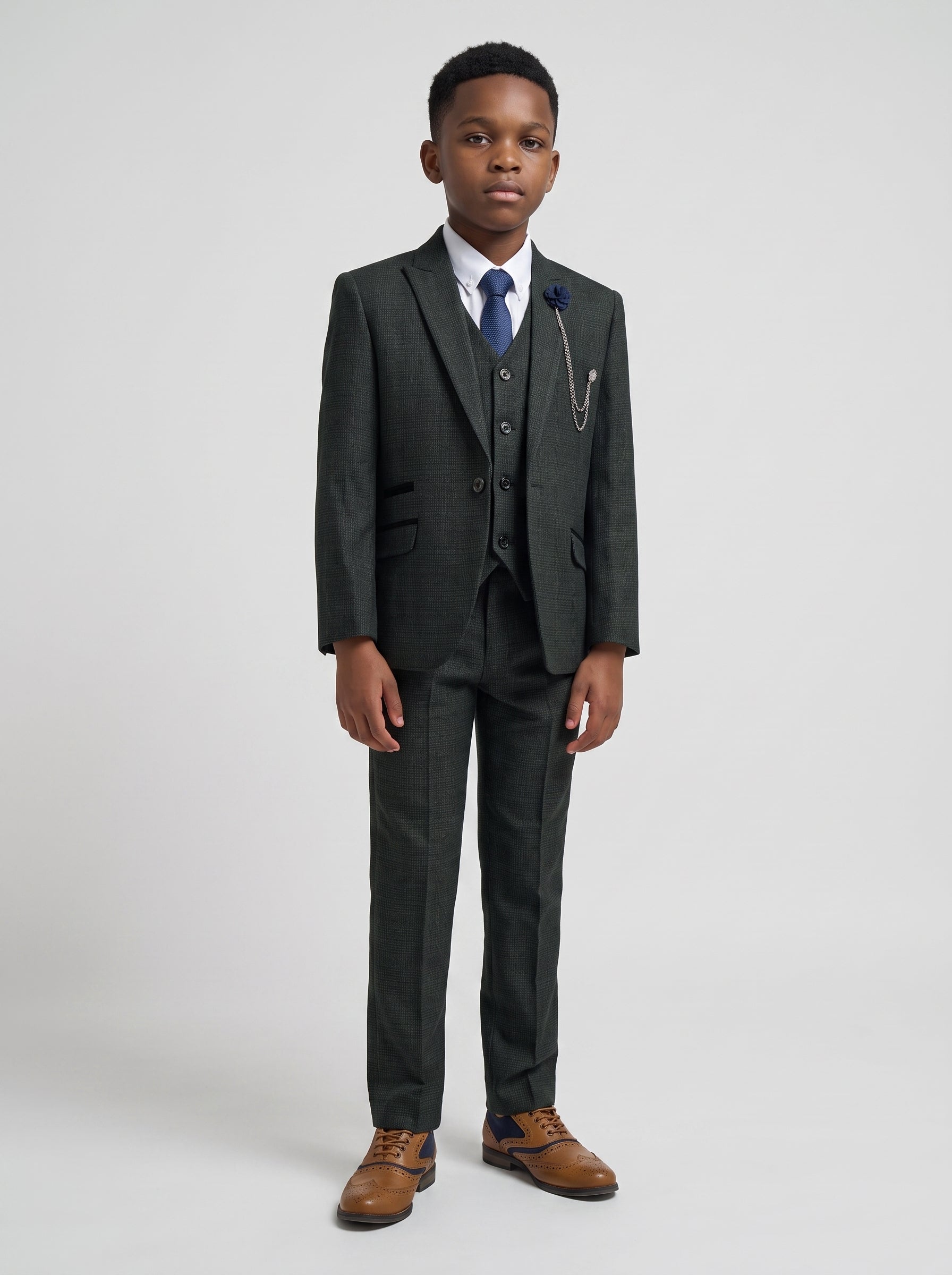 Boys Caridi Olive Three Piece Suit