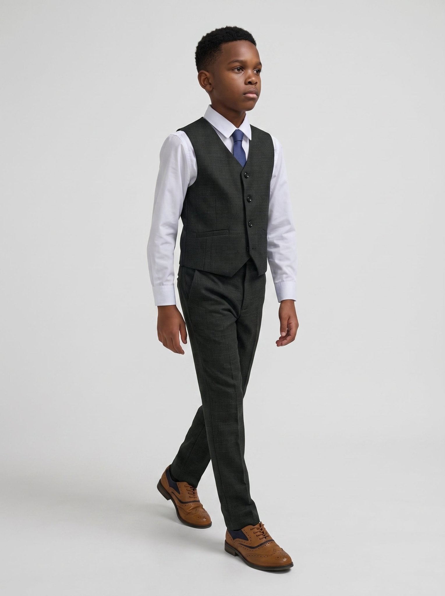 Boys Caridi Olive Three Piece Suit