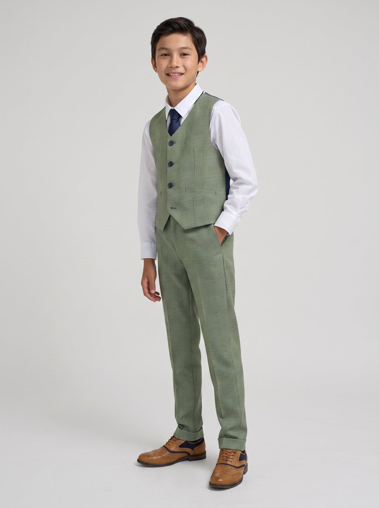 Boys Caridi Sage Three Piece Suit