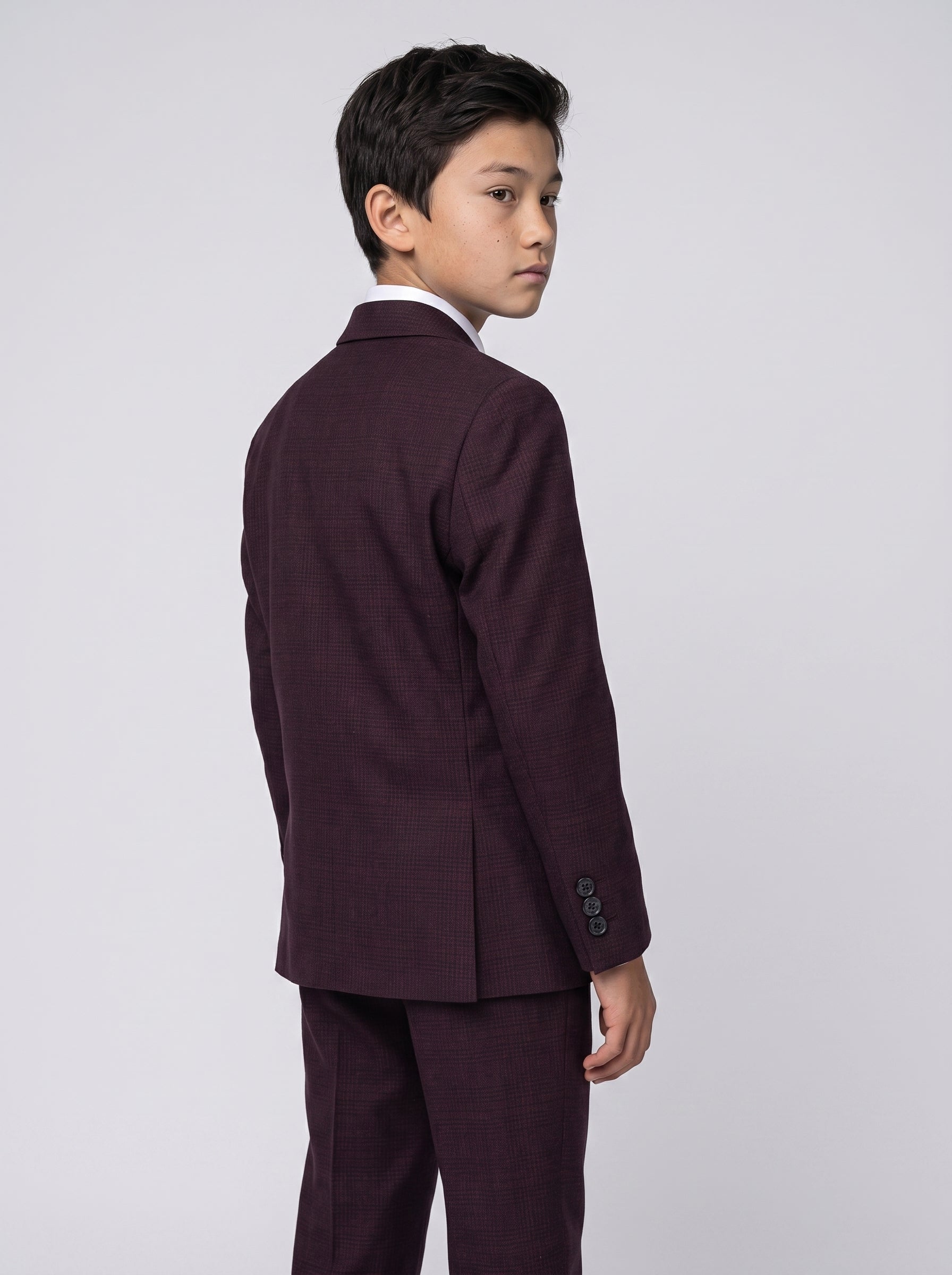 Boys Caridi Wine Three Piece Suit