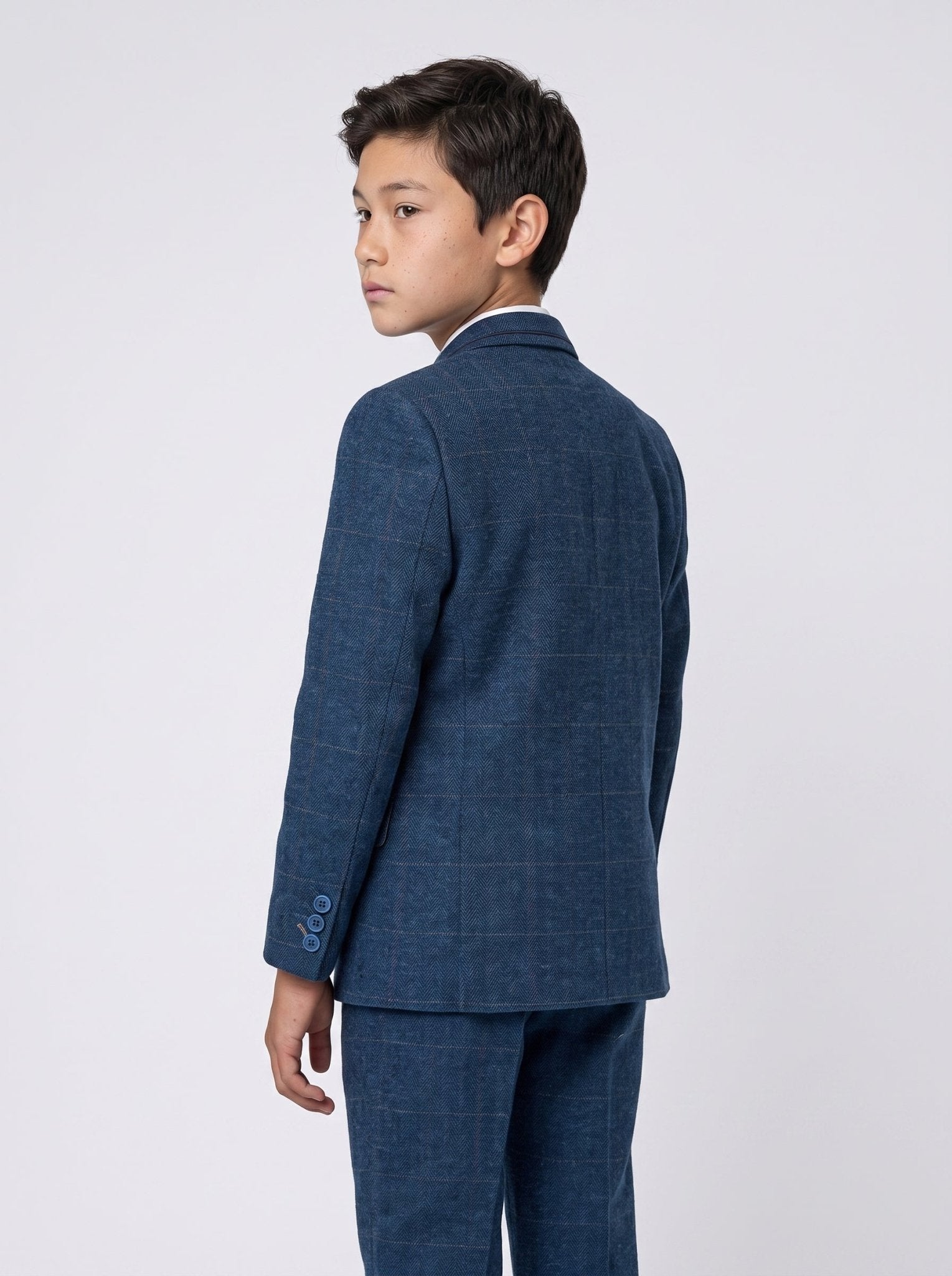 Boys Carnegi Navy Tweed Three Piece Suit