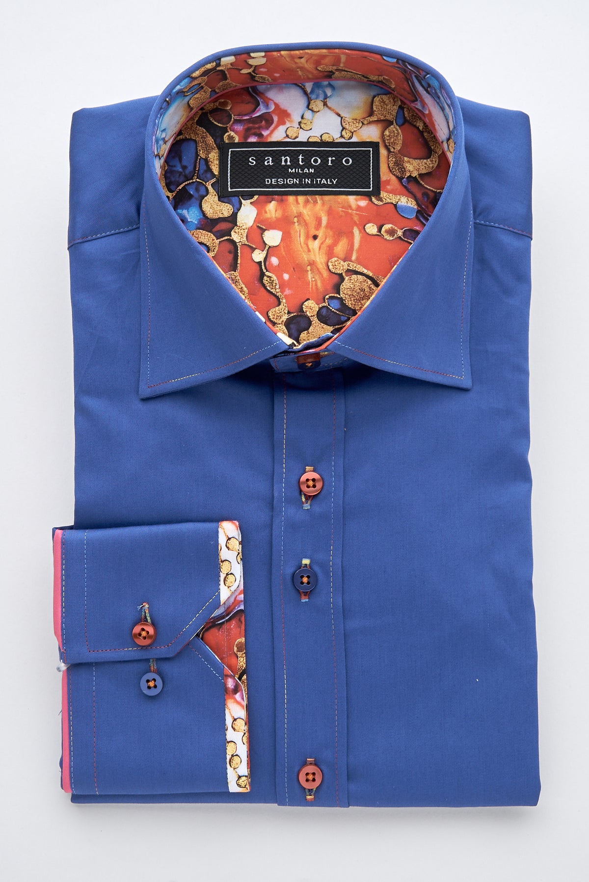 Royal Blue Shirt with Abstract Contrast