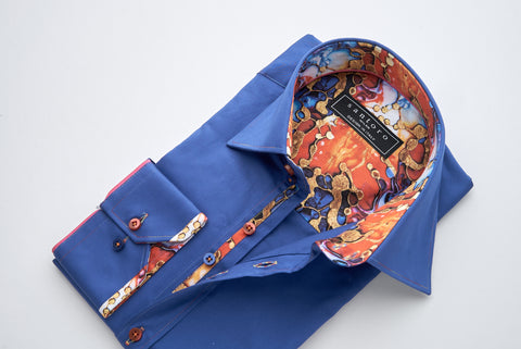 Royal Blue Shirt with Abstract Contrast