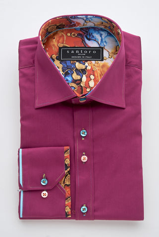 Magenta Shirt with Abstract Contrast