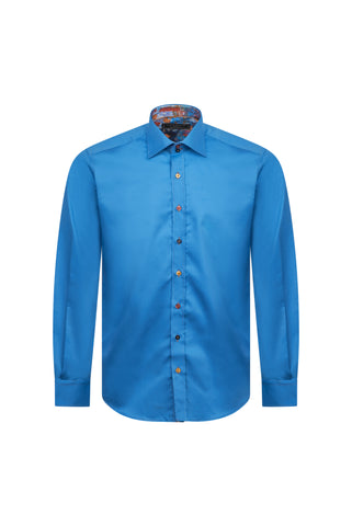 Blue Shirt with Abstract Trim