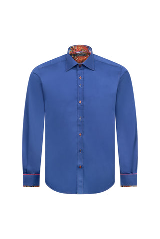 Royal Blue Shirt with Abstract Contrast
