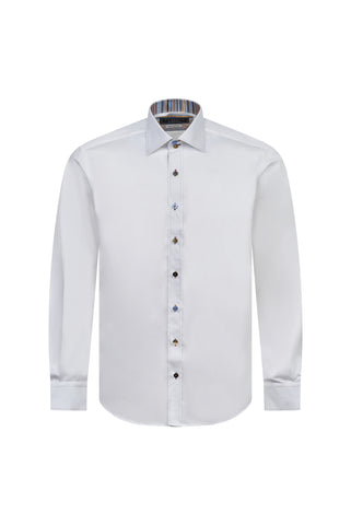 White Shirt with Striped Trim