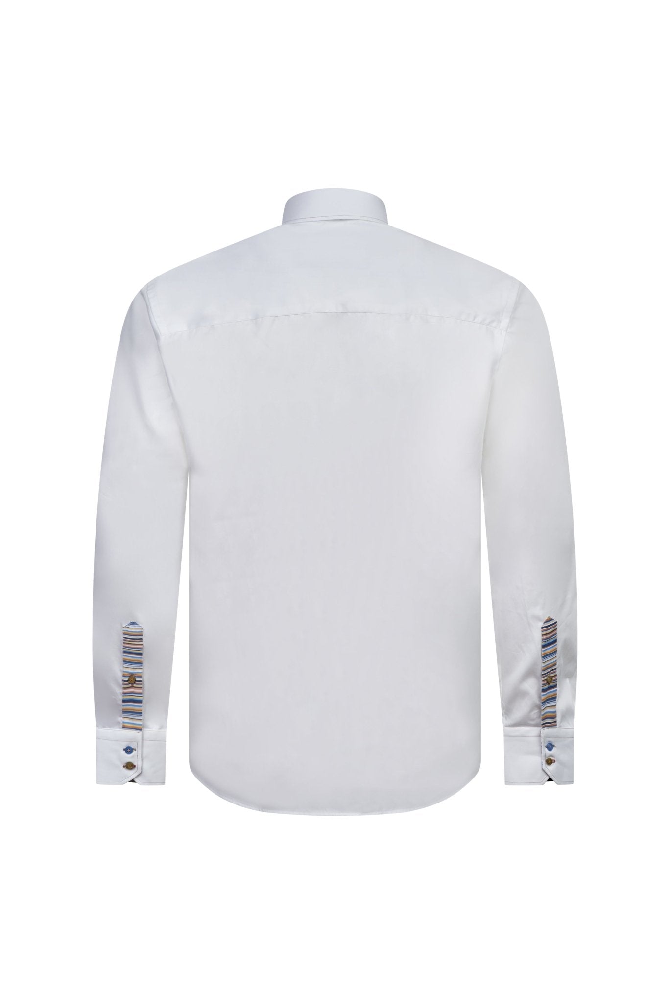 White Shirt with Striped Trim