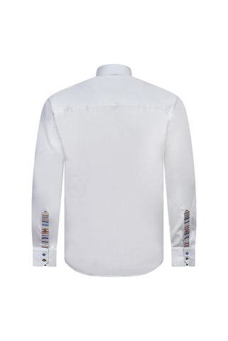 White Shirt with Striped Trim