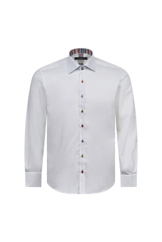 White Shirt with Multicolour Stripe Contrast