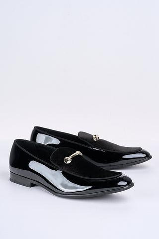 Alessandro Bar-Detail Patent Loafers – Obsidian Black