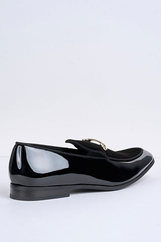 Alessandro Bar-Detail Patent Loafers – Obsidian Black