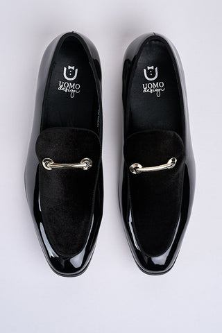 Alessandro Bar-Detail Patent Loafers – Obsidian Black