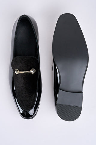 Alessandro Bar-Detail Patent Loafers – Obsidian Black