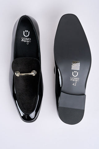 Alessandro Bar-Detail Patent Loafers – Obsidian Black