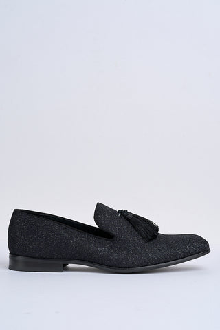 Alessandro Shimmer Tassel Loafers – Midnight Onyx