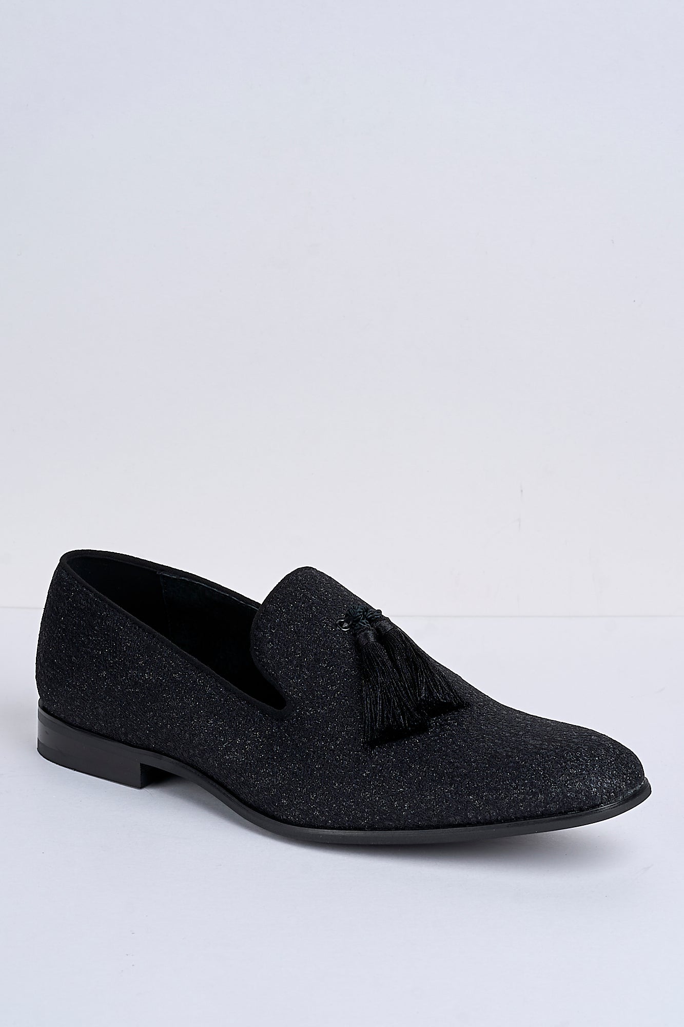 Alessandro Shimmer Tassel Loafers – Midnight Onyx