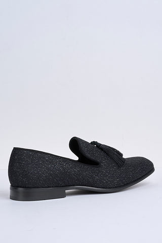 Alessandro Shimmer Tassel Loafers – Midnight Onyx