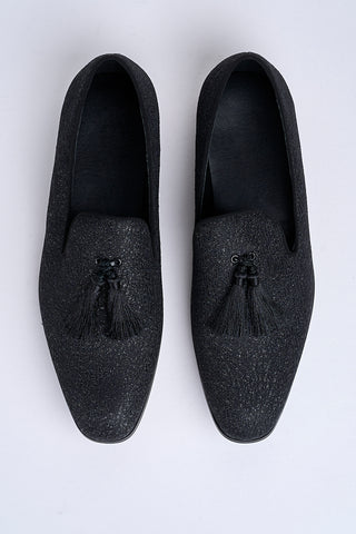 Alessandro Shimmer Tassel Loafers – Midnight Onyx