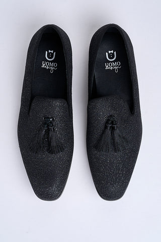 Alessandro Shimmer Tassel Loafers – Midnight Onyx