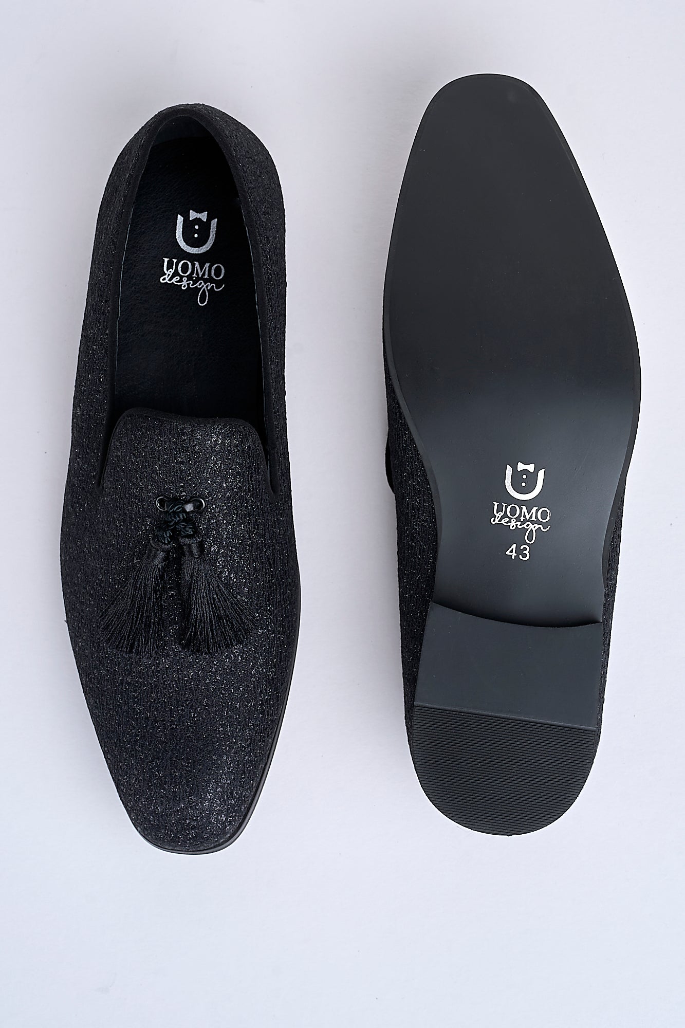 Alessandro Shimmer Tassel Loafers – Midnight Onyx