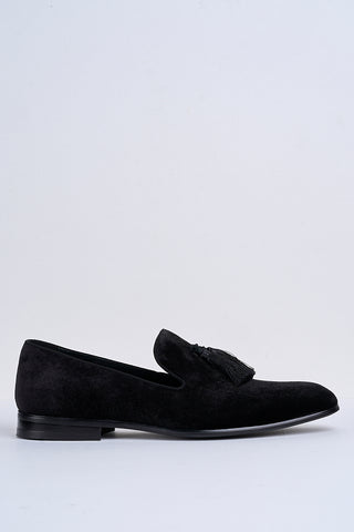 Alessandro Velvet Tassel Loafers – Jet Black