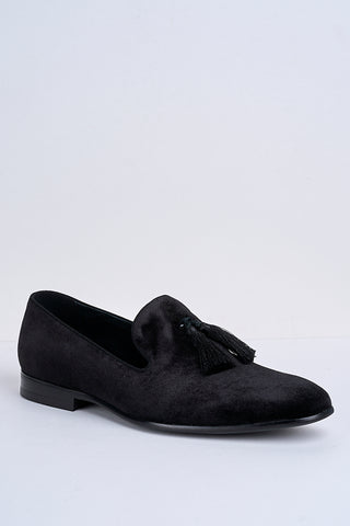 Alessandro Velvet Tassel Loafers – Jet Black
