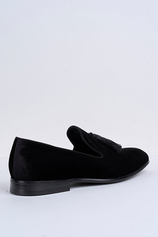 Alessandro Velvet Tassel Loafers – Jet Black